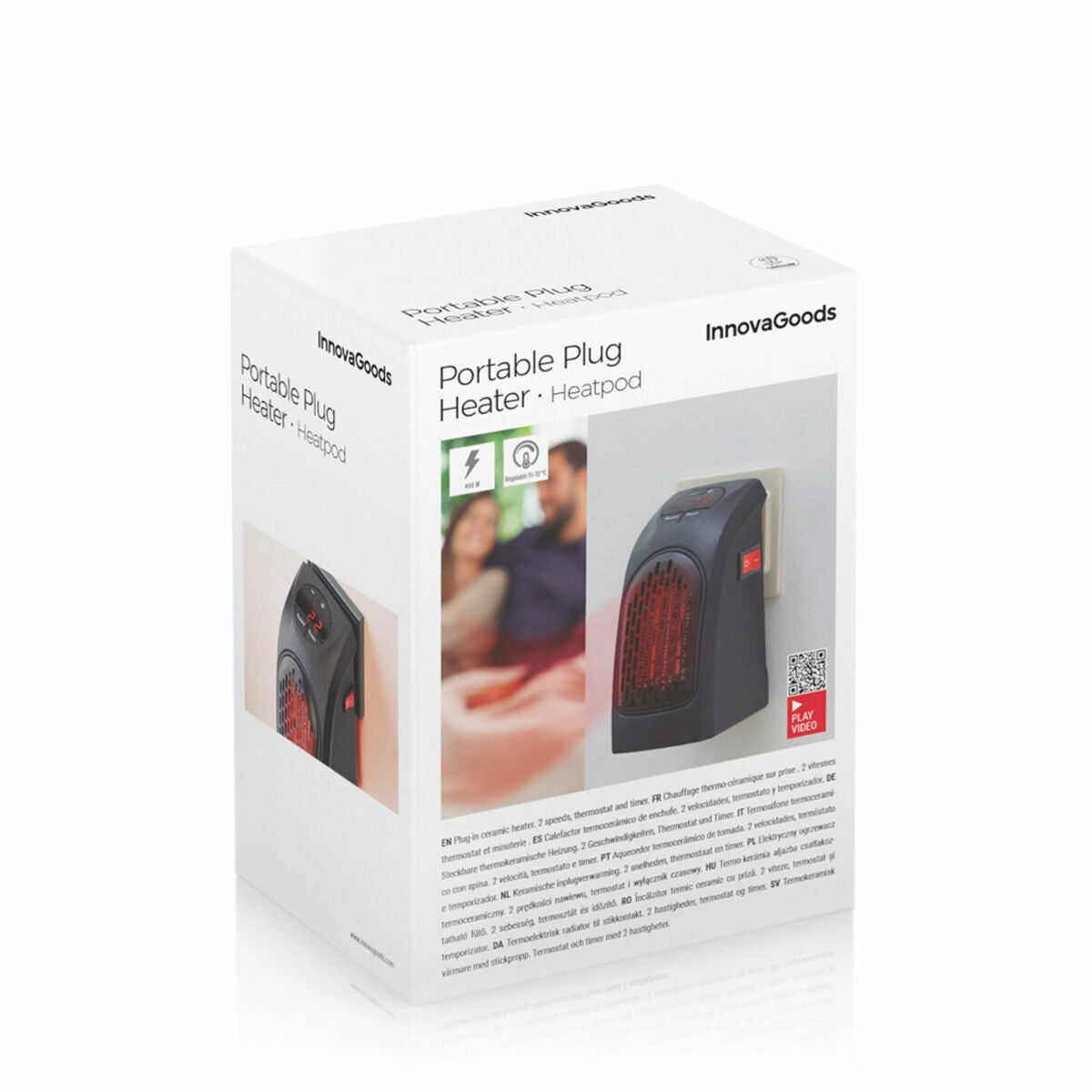 Mini chauffage portable sans fil en céramique, contrôleur de température  15-32ºC,, MUG-18, 450, Noir/Rouge
