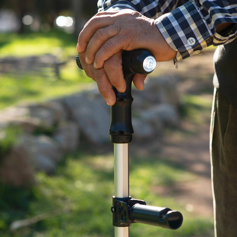 Uitschuifbare wandelstok met ledverlichting, alarm en mechanisch handvat Hannde InnovaGoods