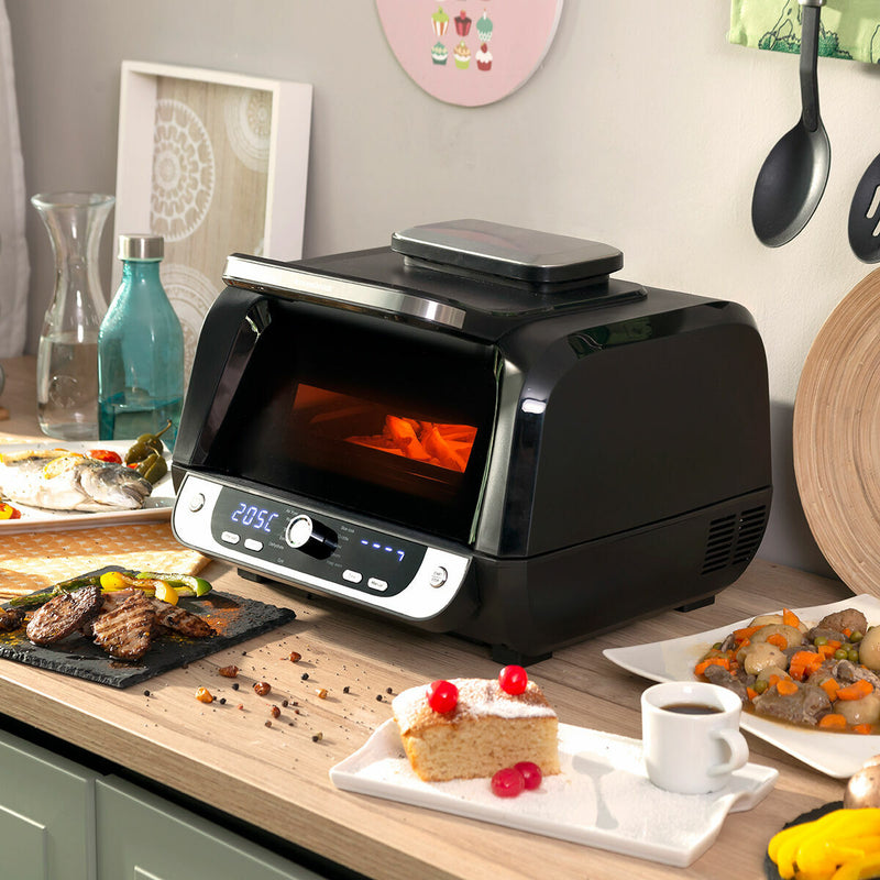 Cvrtnik na vroči zrak z žarom, dodatki in knjigo receptov InnovaGoods Air Fryer Fryinn 12-in-1 6000 Črna Jeklo 6 L 3400 W