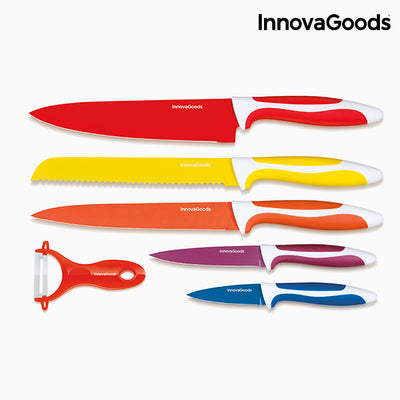 InnovaGoods Set of Ceramic Coated Knives with Peeler (6 pieces)