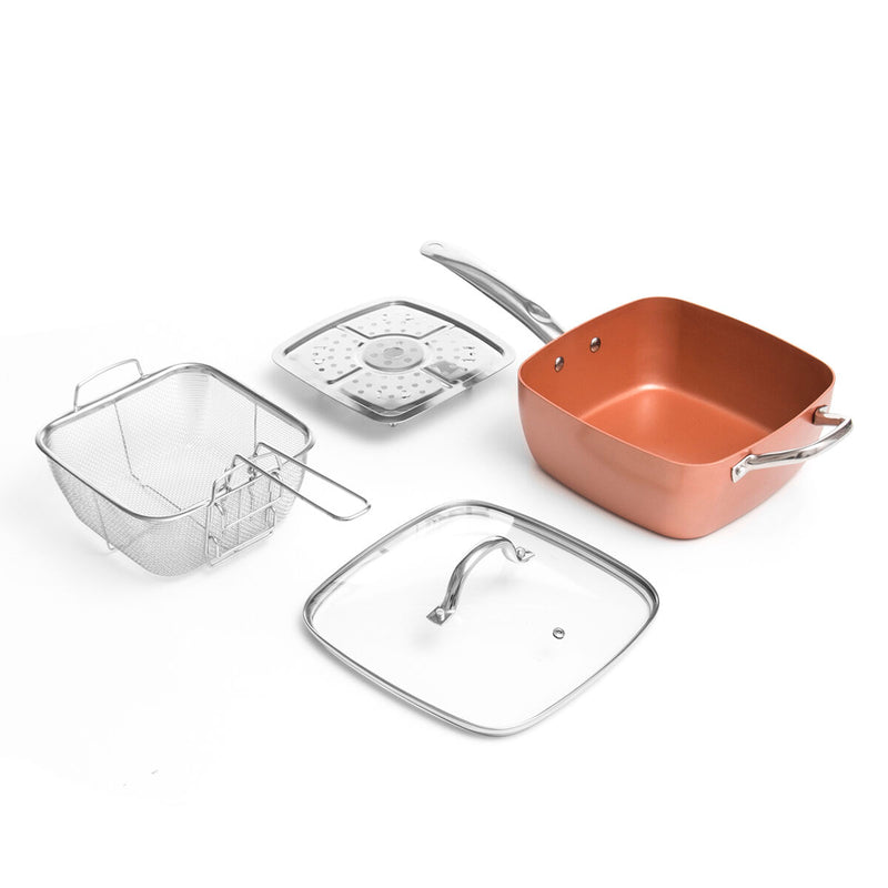 Copper 5 in 1 Multifunctionele Keramische Pannenset Coppans InnovaGoods 4 Onderdelen