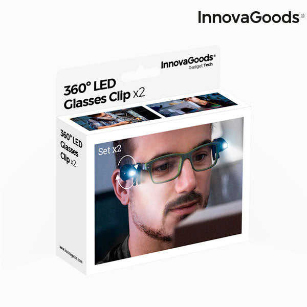 LED Klip na Brýle 360º InnovaGoods 2 kusů