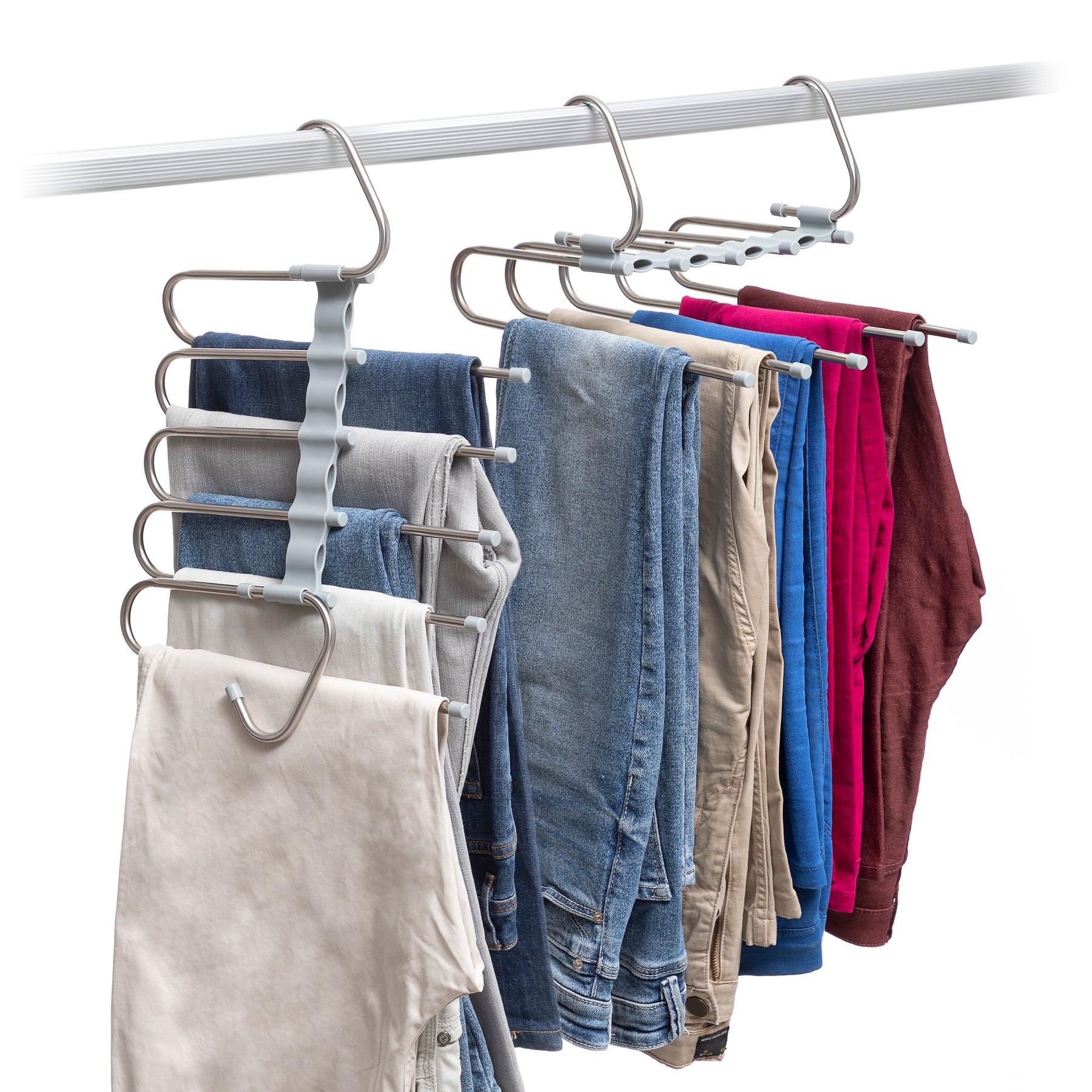 AIR&TREE 1 Pack Pants Hangers Space Saving,Anti-Rust Pants  Organizer,Durable and Sturdy Installed Hangers for Pants Scarf Jeans Slack  Trousers Ties Towels in Cl… | Pant hangers, Plastic hangers, Pants rack